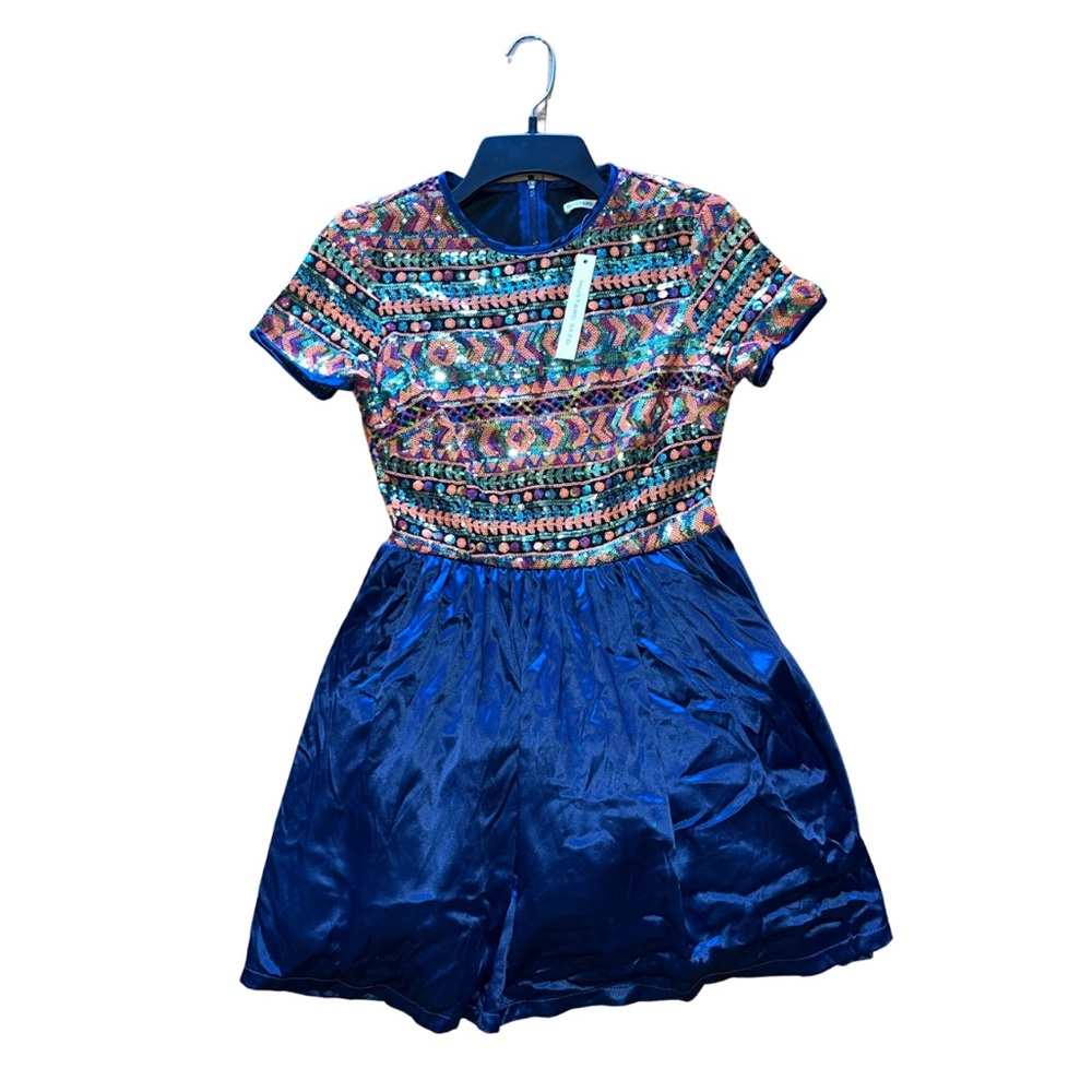 Mustard Seed NWT sequins / tribal navy blue party dress